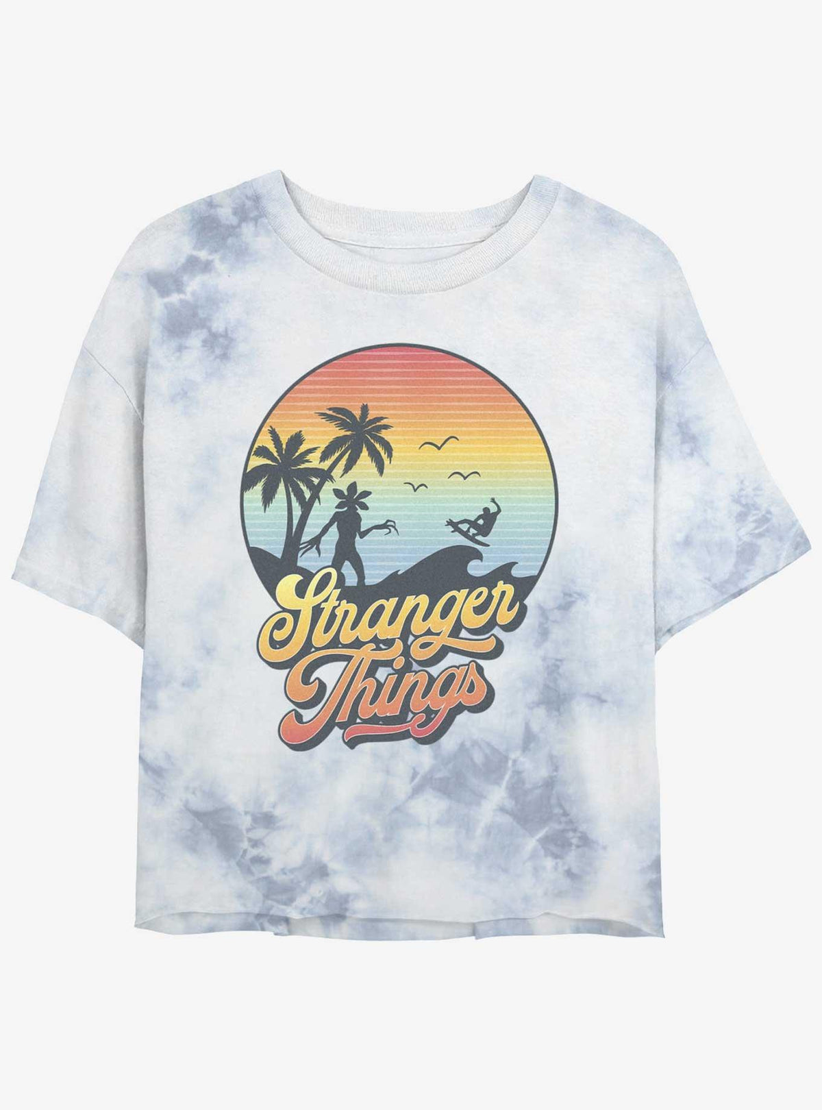 Stranger Things Retro Sun Mineral Wash Crop Girls T-Shirt T-Shirt | Trending Design | High Demand Item