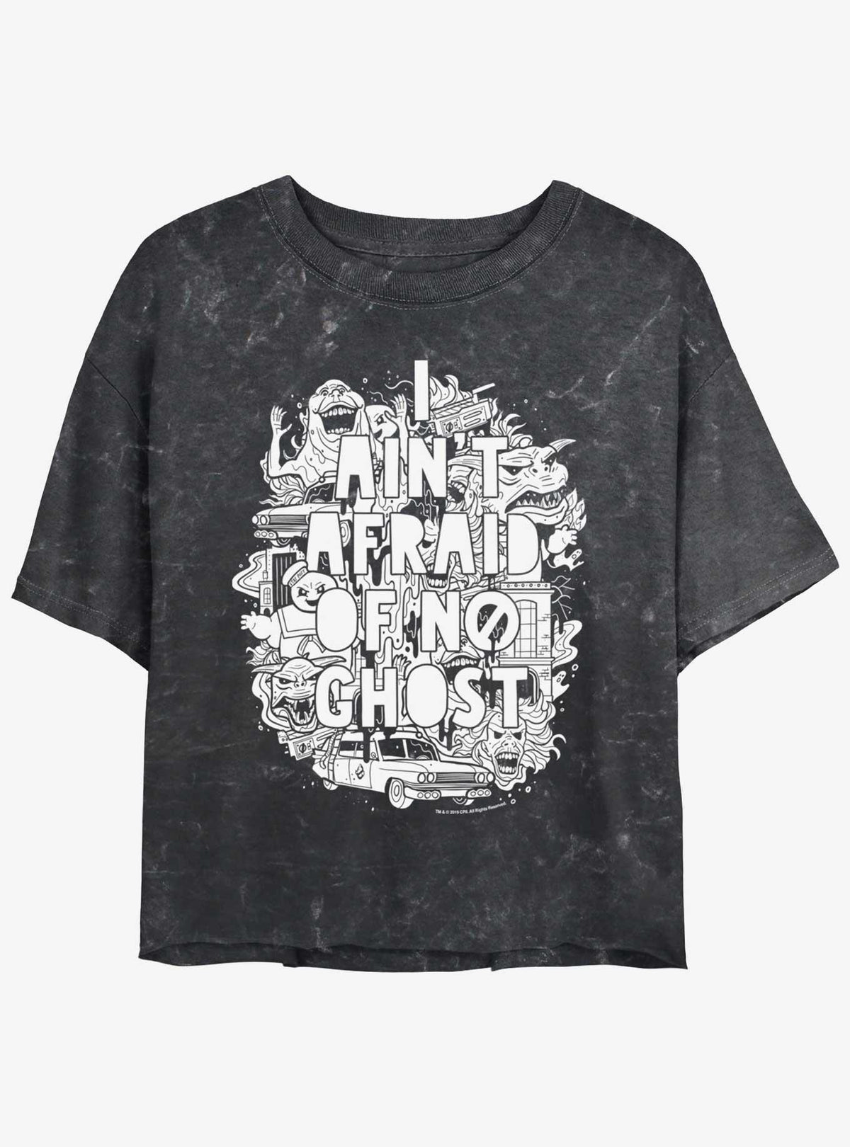 Ghostbusters Ain't Afraid Of No Ghost Girls Mineral Wash Crop T-Shirt T-Shirt | Aesthetic Graphic | High Demand Item
