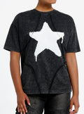 Social Collision Graffiti Star Stitch Dark Wash Girls Oversized T-Shirt T-Shirt | Viral Style | Must-Have Style