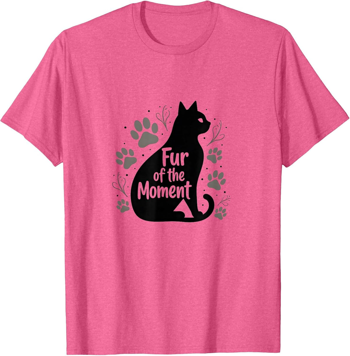 Fur of The Moment Cat Paw Print Whimsical Pet T-Shirt, Men, Pink Heather T-Shirt | Trending 2025