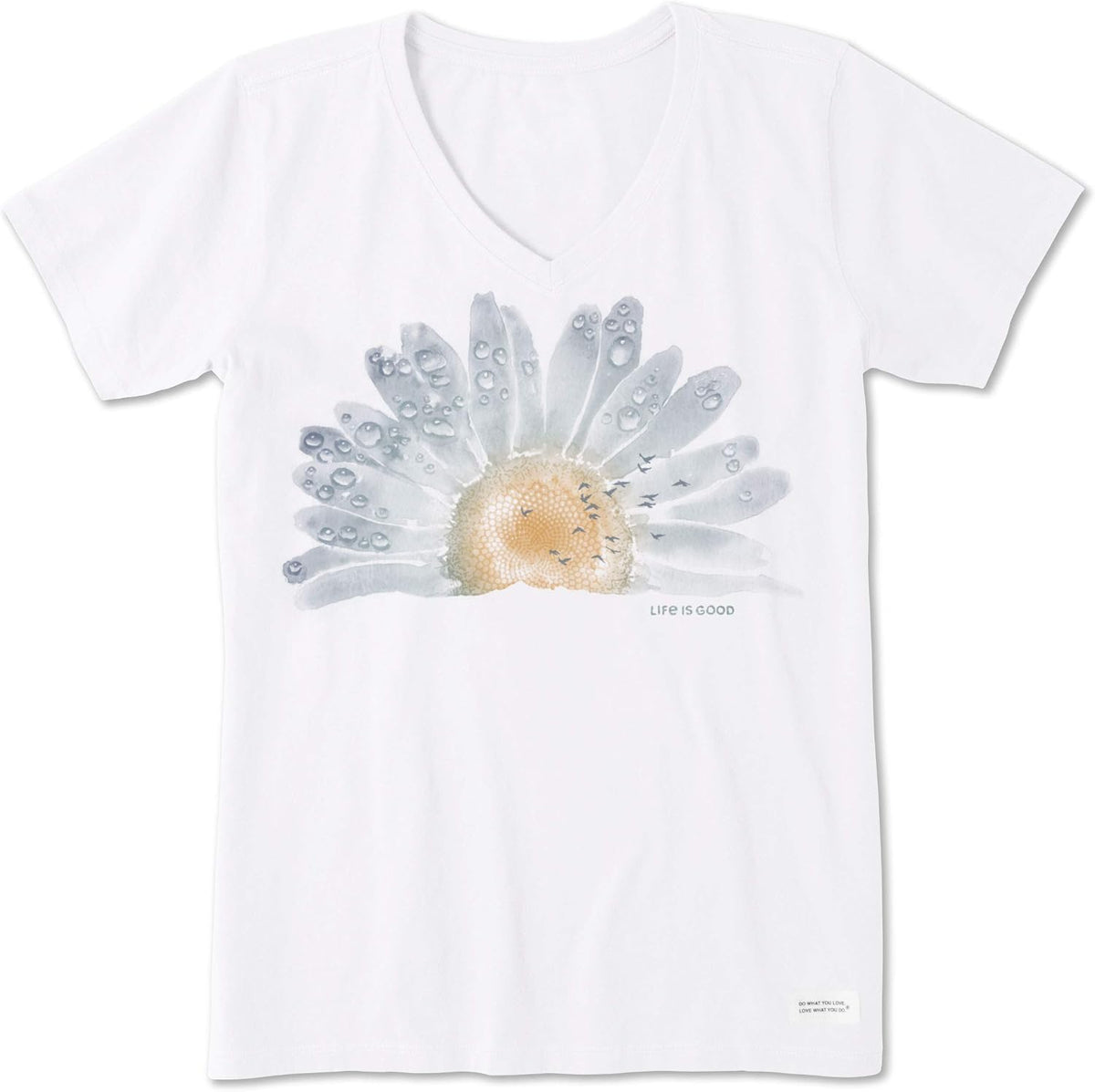 Life is Good Women's Crusher Tee Short Sleeve Cotton Graphic T Shirts Watercolor Daisy Birds