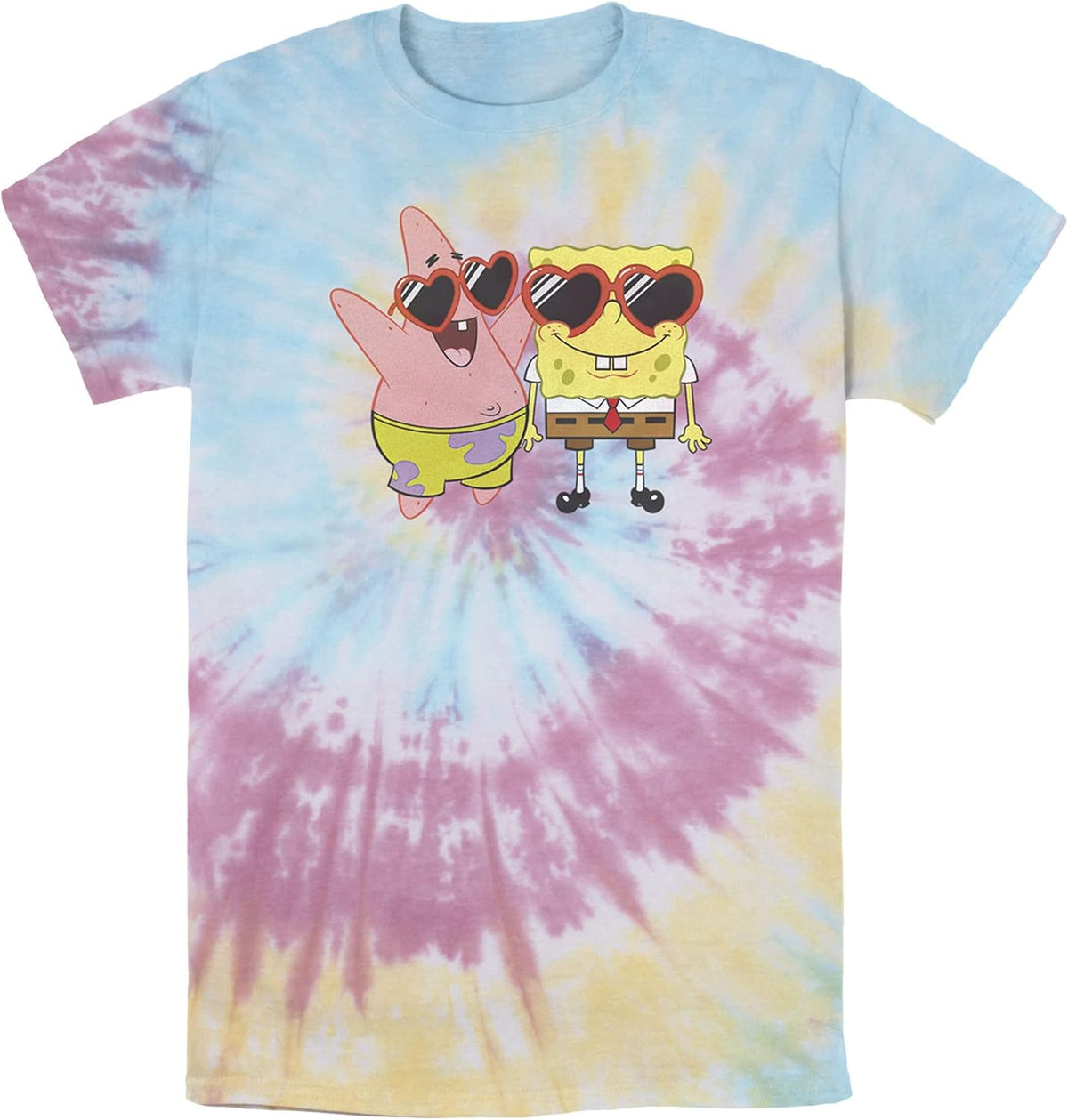 Nickelodeon Spongebob Squarepants & Patrick Heart Glasses Portrait Men's Tie Dye Apparel | Trending 2025