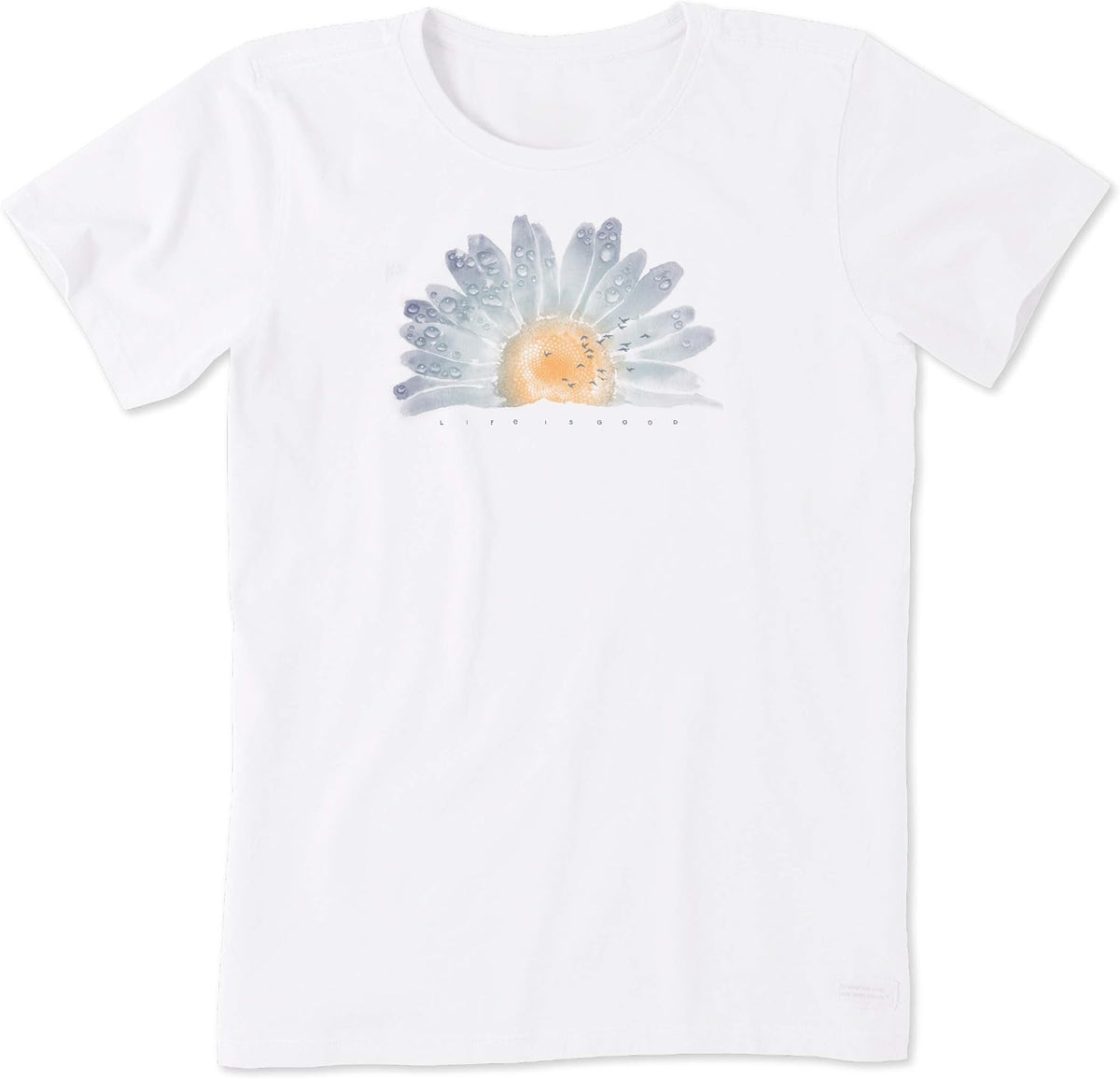 Life is Good Women's Crusher Graphic T Shirt Watercolor Daisy Birds