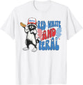 Red White And Feral Funny Raccoon 4th of July Patriotic