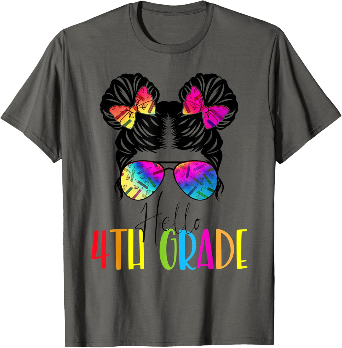 Hello 4th Fourth Grade Messy Bun Back To School Tie Dye Girl Apparel | Fan Favorite