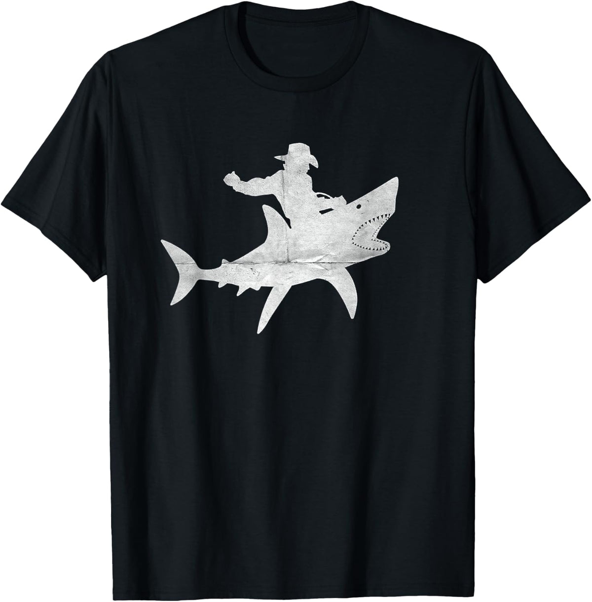 Cowboy Riding a Shark Distressed Apparel | US Viral Style