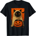 Funny Vintage Black Cat Halloween Pumpkin Spooky Ghost Women