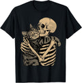 Skeleton Hugging Cat Halloween Cat Lover Cat Mom Dad