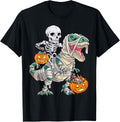 Skeleton Riding Mummy Dinosaur T rex Halloween Funny Pumpkin